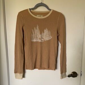 Tan Long Sleeve Waffle Knit Top